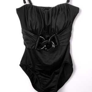 RARE MagicSuit Chain Link Det Black One Piece Swim